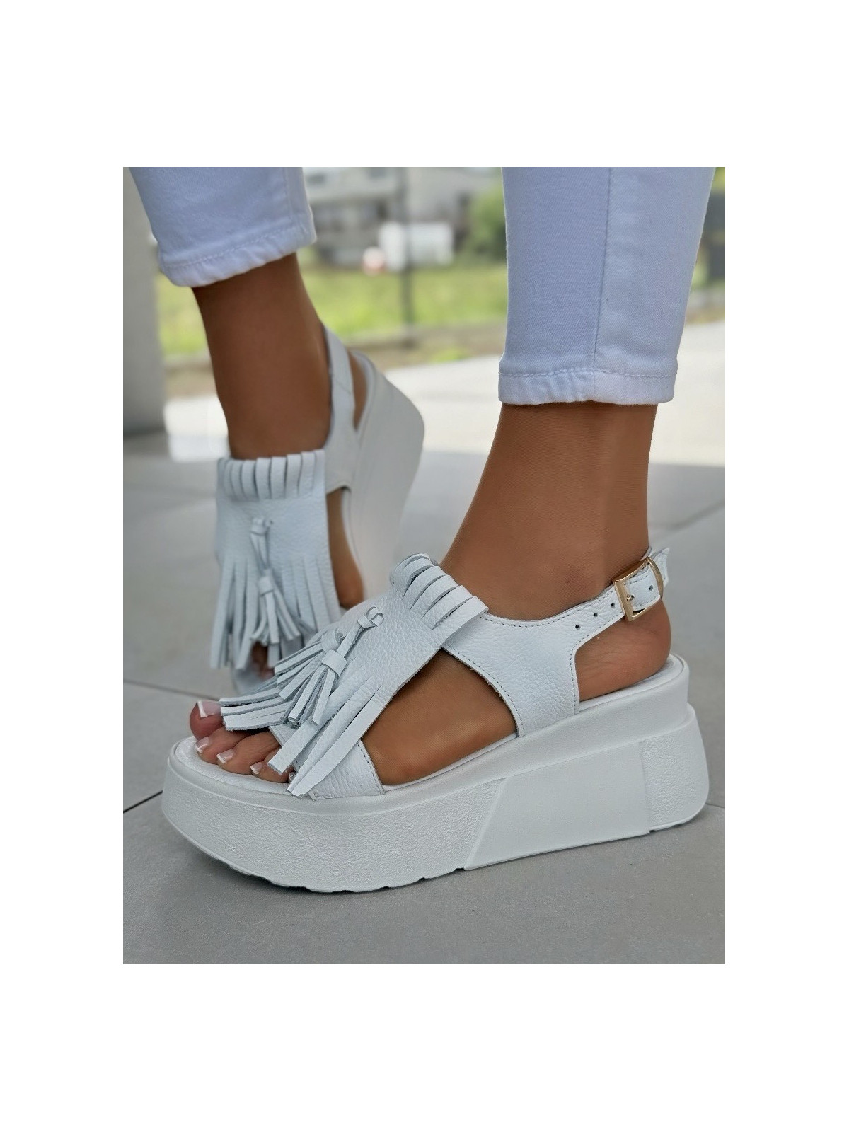 Sandałki damskie OLEKSY ze skóry naturalnej Polskiej produkcji