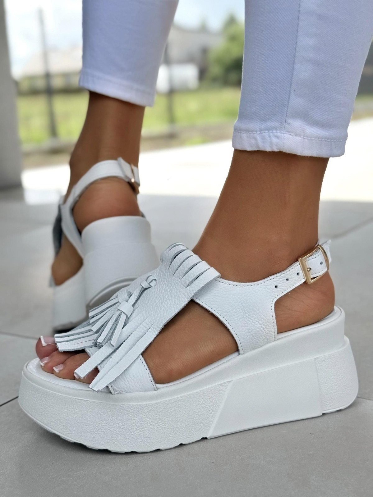 Sandałki damskie OLEKSY ze skóry naturalnej Polskiej produkcji