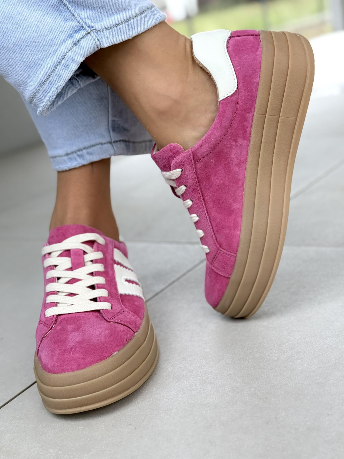 Sneakersy damskie ze skóry naturalnej