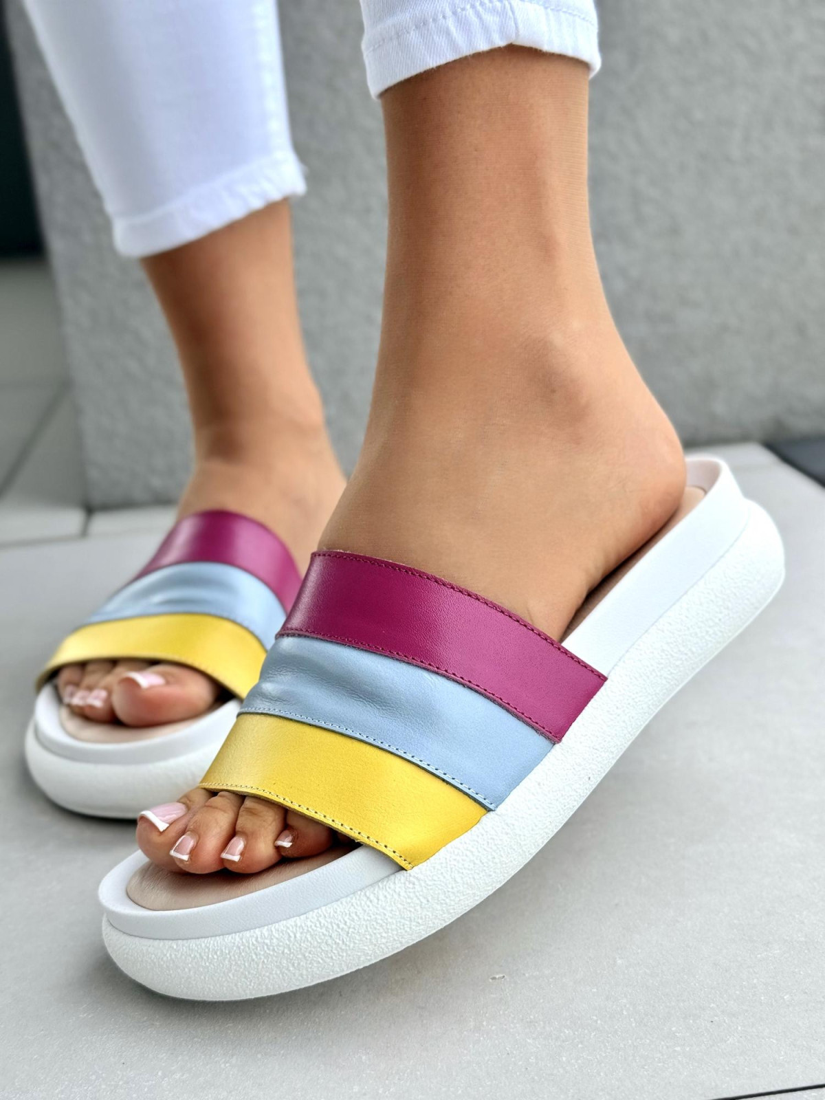 Klapki damskie OLEKSY ze skóry naturalnej Polskiej produkcji