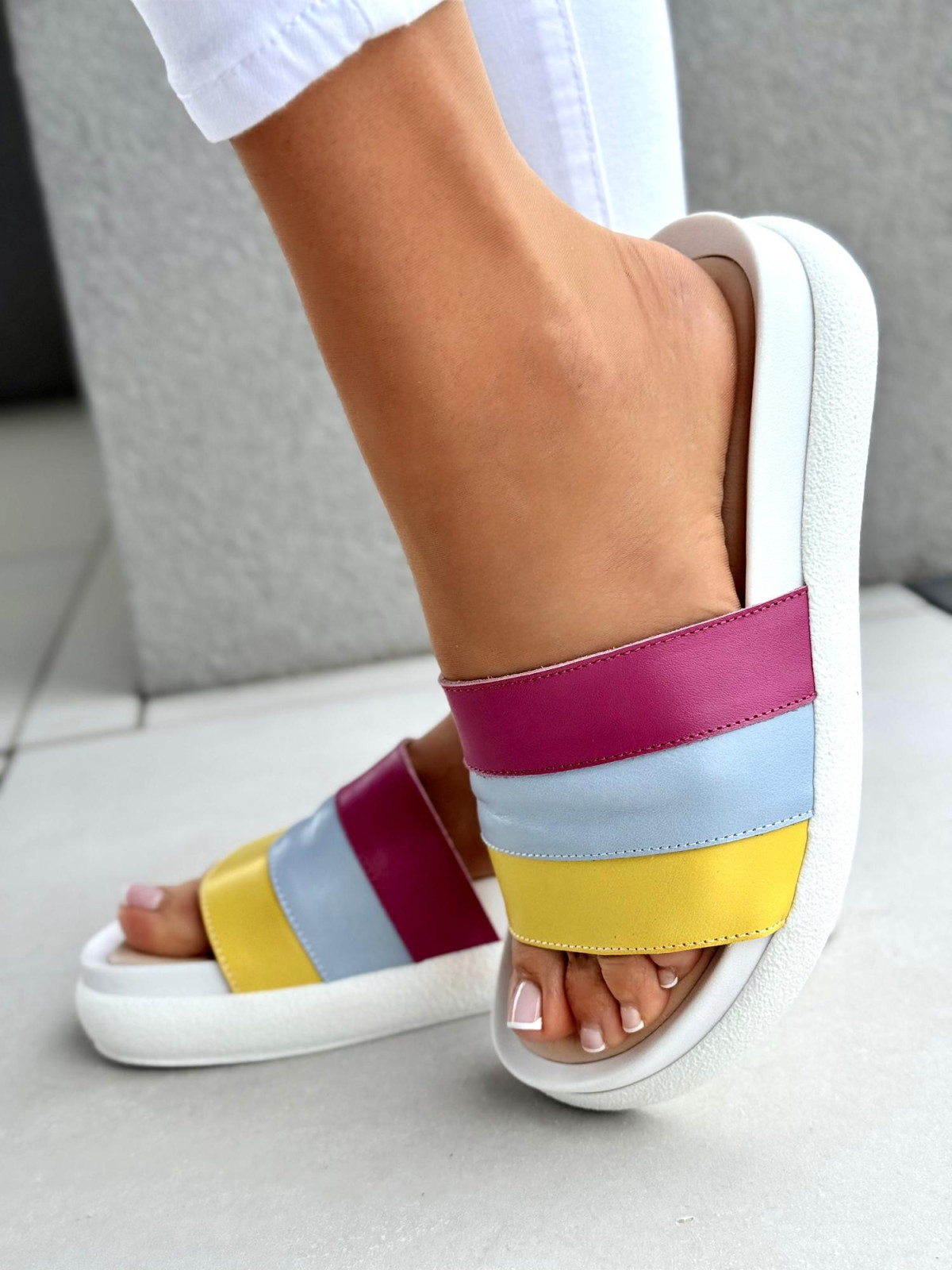 Klapki damskie OLEKSY ze skóry naturalnej Polskiej produkcji