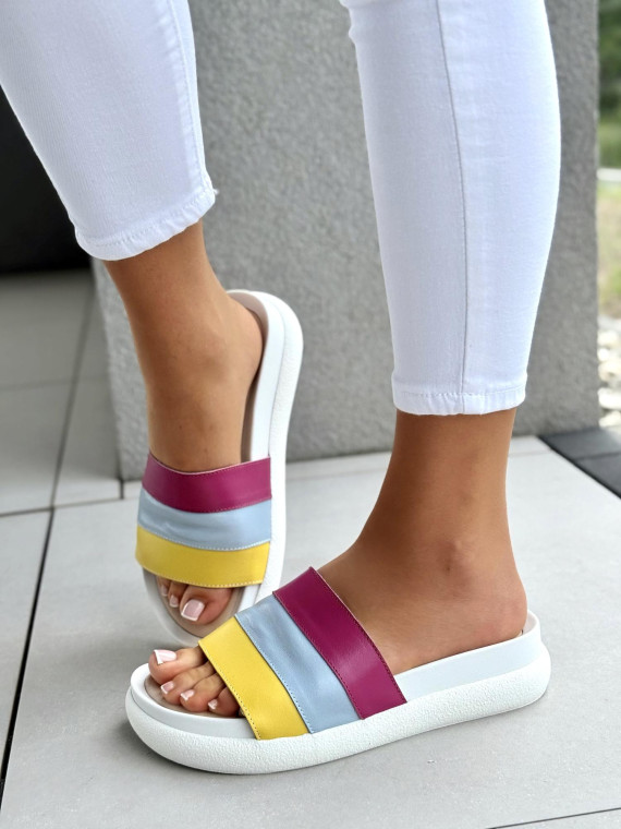 Klapki damskie OLEKSY ze skóry naturalnej Polskiej produkcji