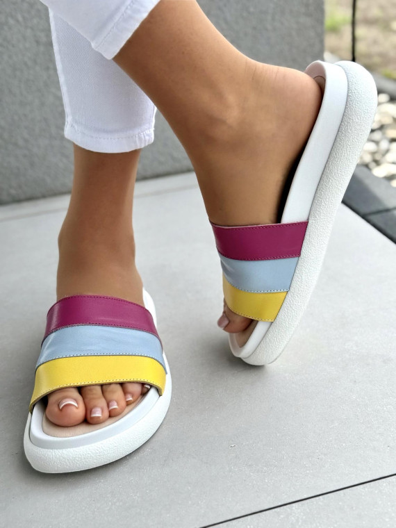 Klapki damskie OLEKSY ze skóry naturalnej Polskiej produkcji