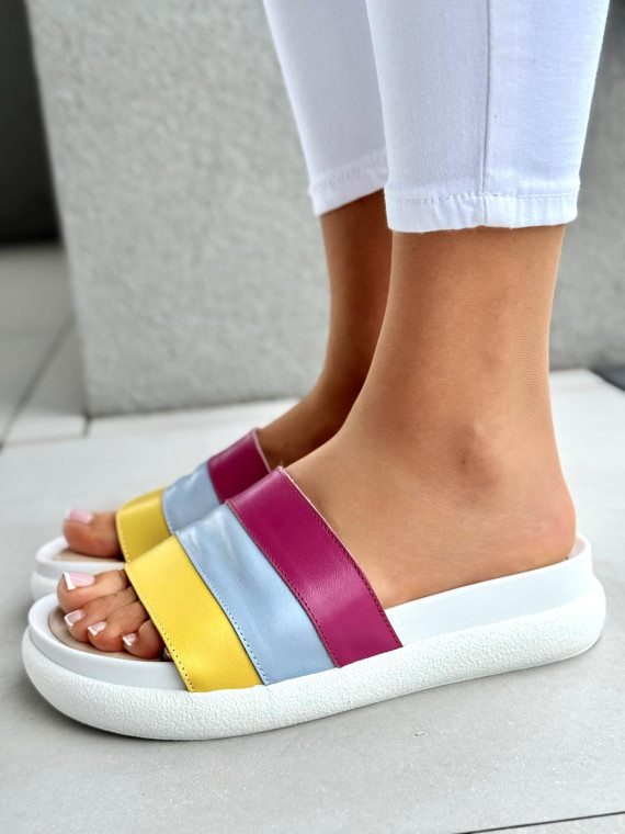 Klapki damskie OLEKSY ze skóry naturalnej Polskiej produkcji