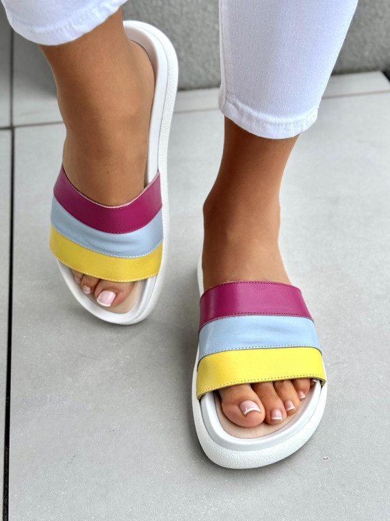 Klapki damskie OLEKSY ze skóry naturalnej Polskiej produkcji