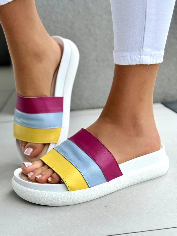 Klapki damskie OLEKSY ze skóry naturalnej Polskiej produkcji