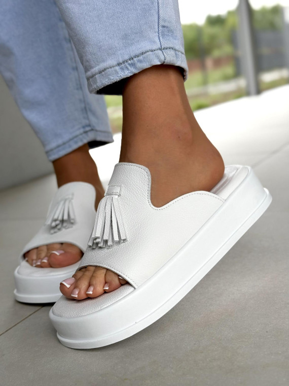 Klapki damskie OLEKSY ze skóry naturalnej Polskiej produkcji