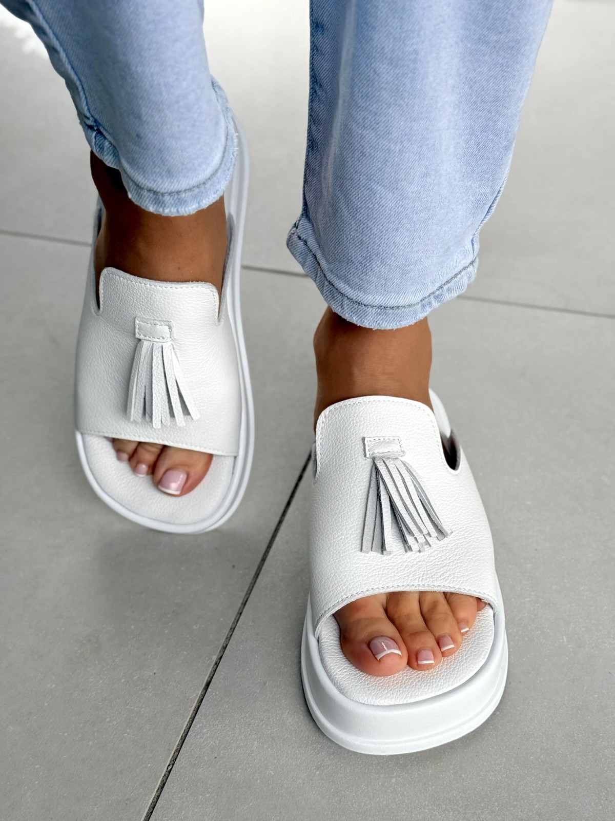 Klapki damskie OLEKSY ze skóry naturalnej Polskiej produkcji