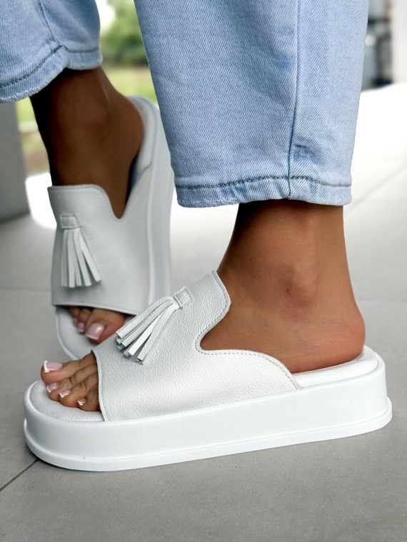 Klapki damskie OLEKSY ze skóry naturalnej Polskiej produkcji