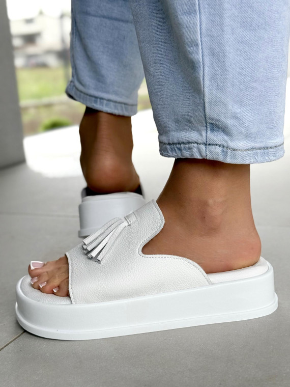 Klapki damskie OLEKSY ze skóry naturalnej Polskiej produkcji