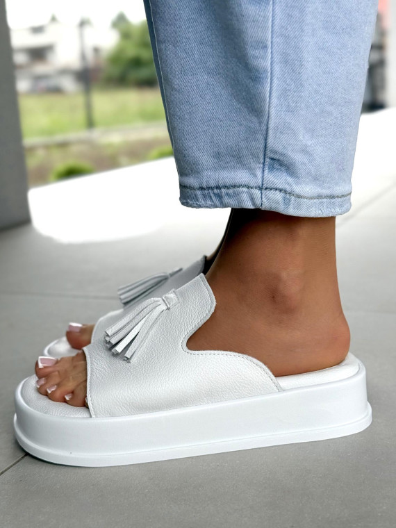 Klapki damskie OLEKSY ze skóry naturalnej Polskiej produkcji