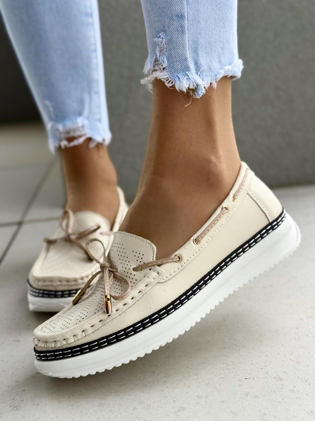 Mokasyny damskie ze skóry naturalnej