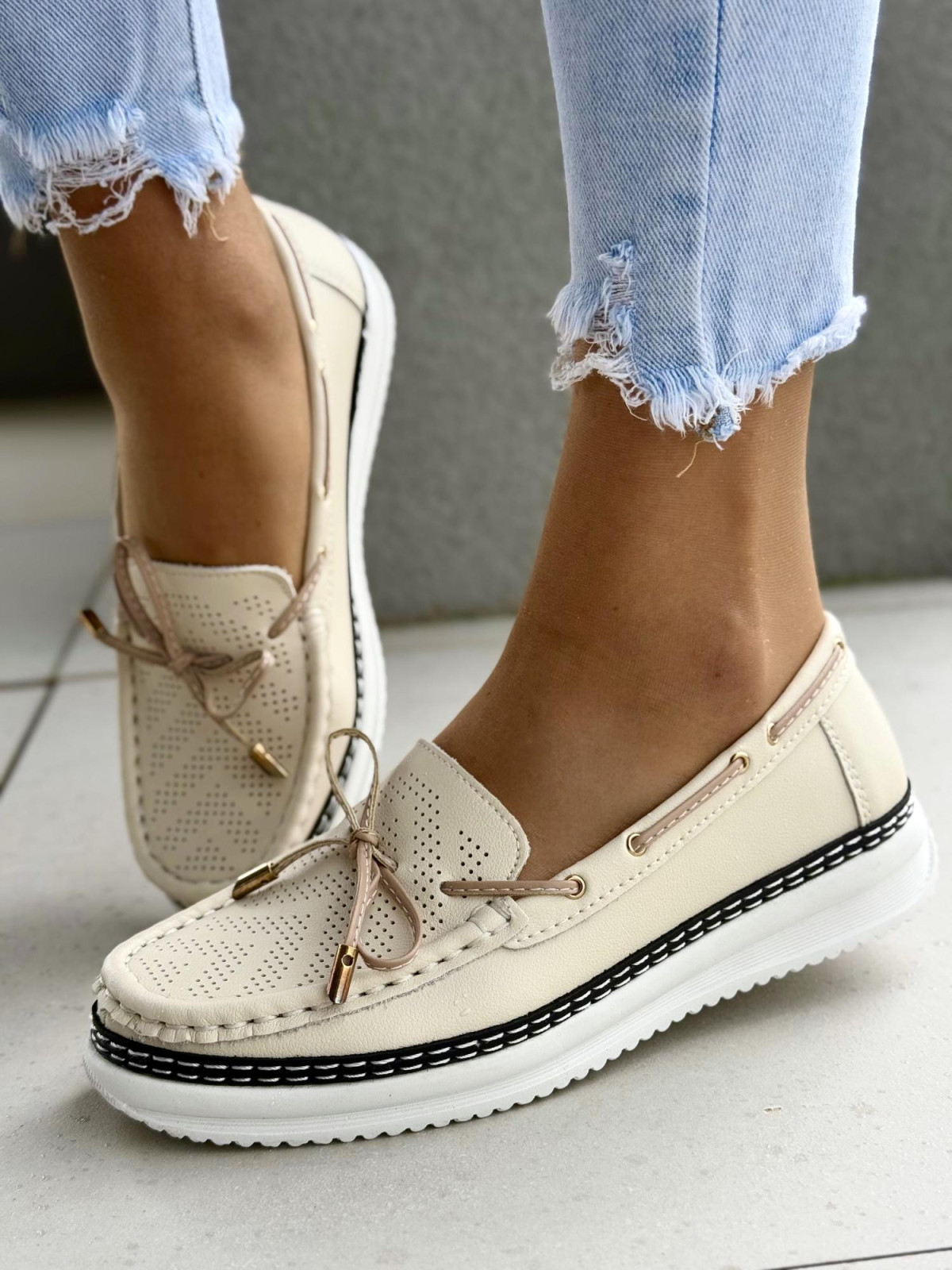 Mokasyny damskie ze skóry naturalnej