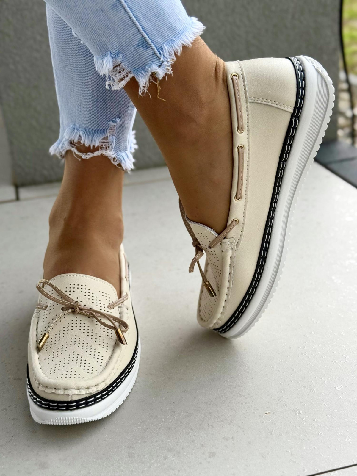 Mokasyny damskie ze skóry naturalnej