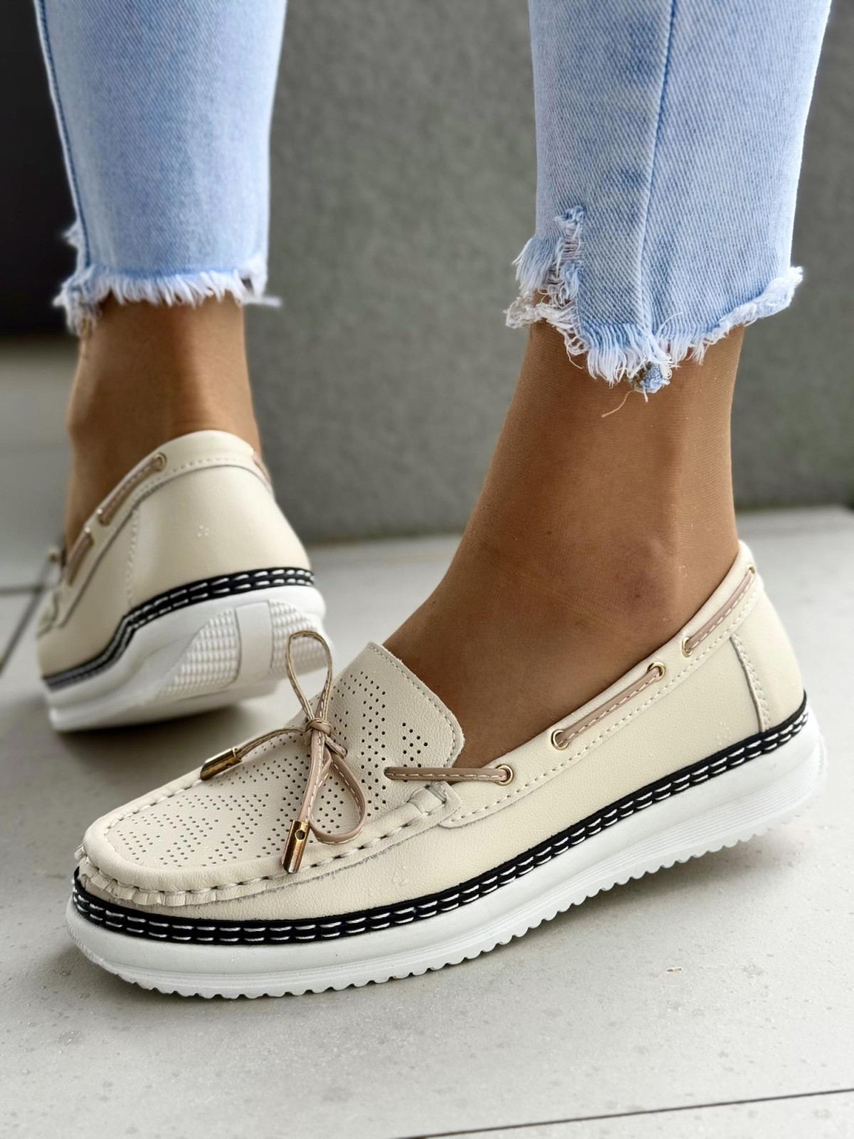 Mokasyny damskie ze skóry naturalnej