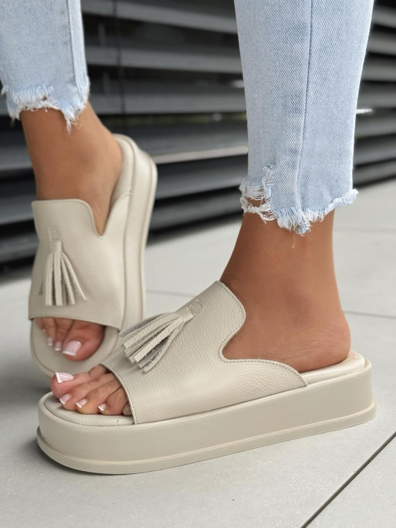 Klapki damskie OLEKSY ze skóry naturalnej Polskiej produkcji