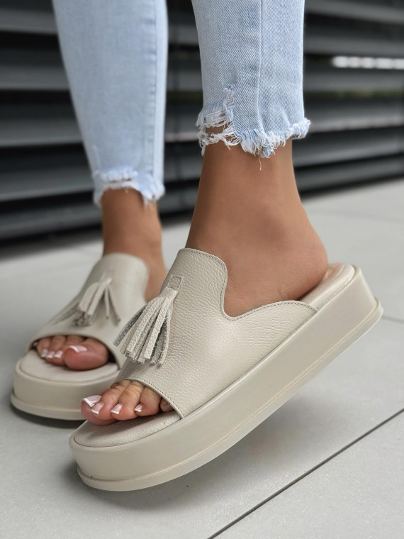 Klapki damskie OLEKSY ze skóry naturalnej Polskiej produkcji