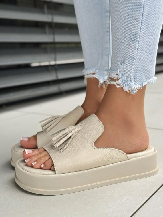 Klapki damskie OLEKSY ze skóry naturalnej Polskiej produkcji