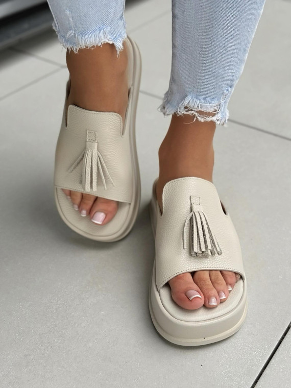 Klapki damskie OLEKSY ze skóry naturalnej Polskiej produkcji