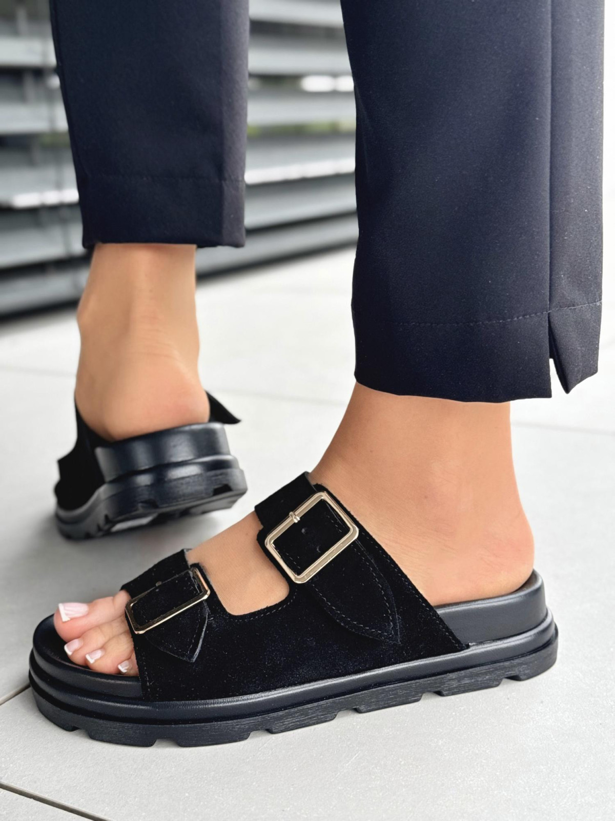 Klapki damskie OLEKSY ze skóry naturalnej Polskiej produkcji