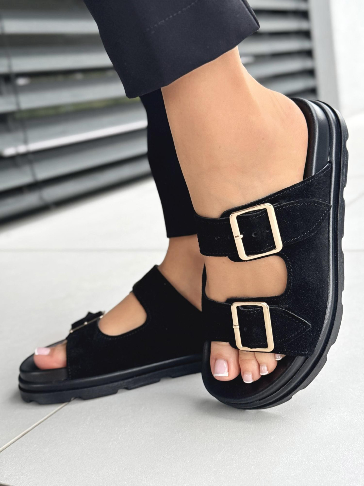 Klapki damskie OLEKSY ze skóry naturalnej Polskiej produkcji