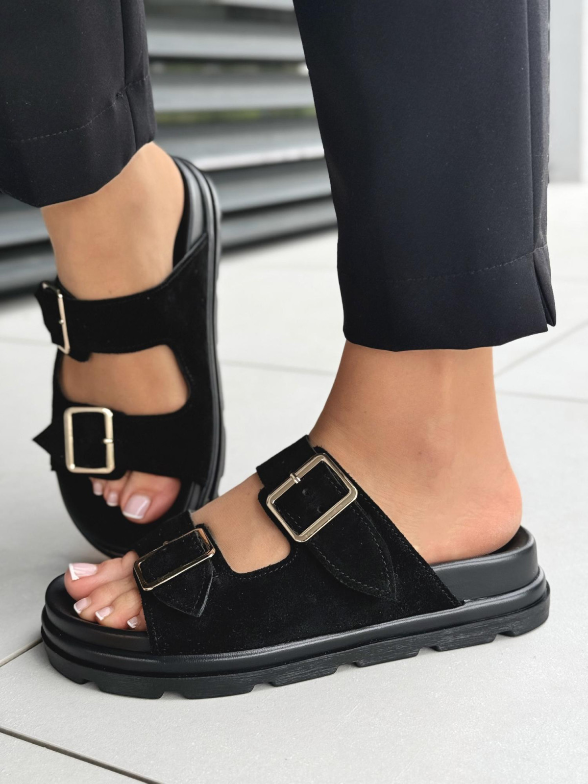 Klapki damskie OLEKSY ze skóry naturalnej Polskiej produkcji