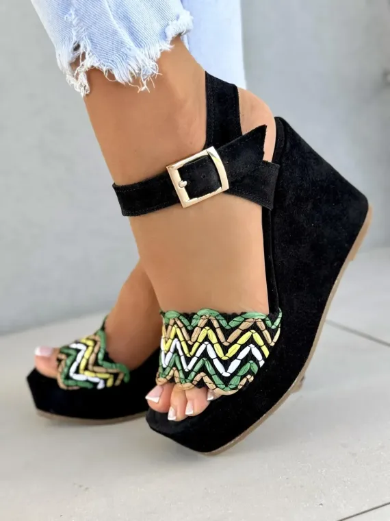 Sandałki na koturnie OLEKSY ze skóry naturalnej Polskiej produkcji