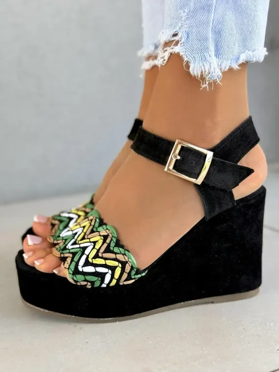 Sandałki na koturnie OLEKSY ze skóry naturalnej Polskiej produkcji