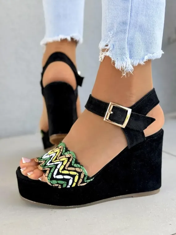 Sandałki na koturnie OLEKSY ze skóry naturalnej Polskiej produkcji