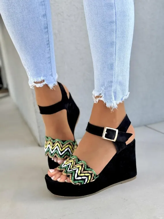 Sandałki na koturnie OLEKSY ze skóry naturalnej Polskiej produkcji