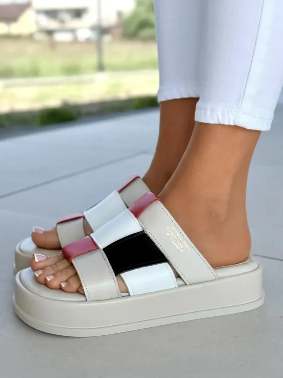 Klapki damskie OLEKSY ze skóry naturalnej Polskiej produkcji