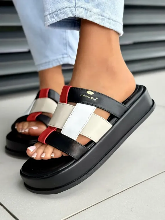 Klapki damskie OLEKSY ze skóry naturalnej Polskiej produkcji