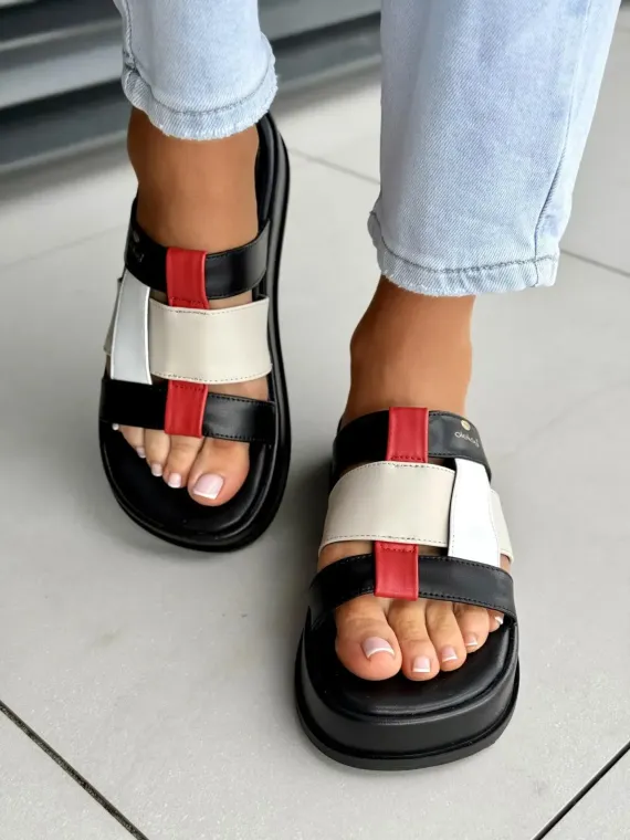 Klapki damskie OLEKSY ze skóry naturalnej Polskiej produkcji