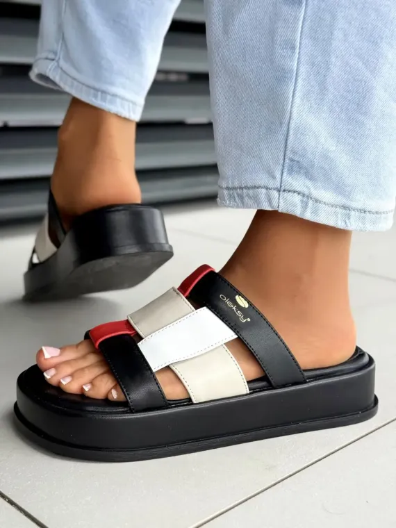 Klapki damskie OLEKSY ze skóry naturalnej Polskiej produkcji