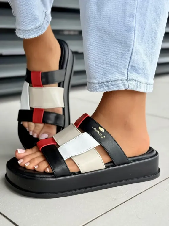 Klapki damskie OLEKSY ze skóry naturalnej Polskiej produkcji