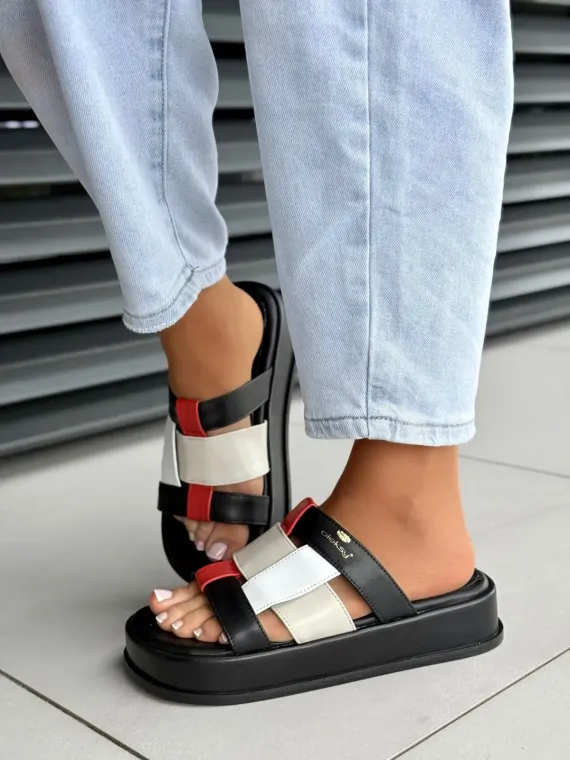 Klapki damskie OLEKSY ze skóry naturalnej Polskiej produkcji