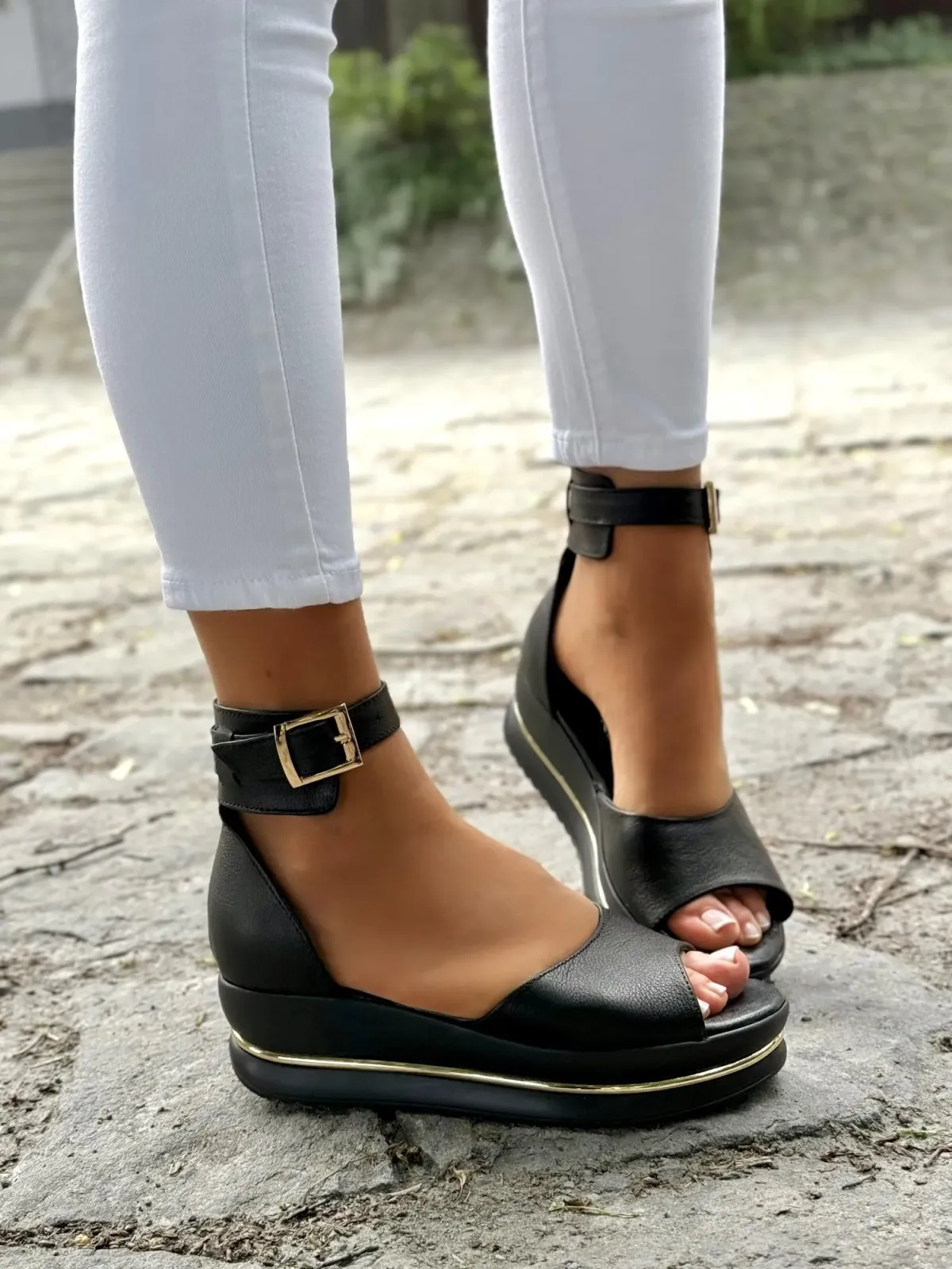 Sandałki damskie OLEKSY ze skóry naturalnej Polskiej produkcji