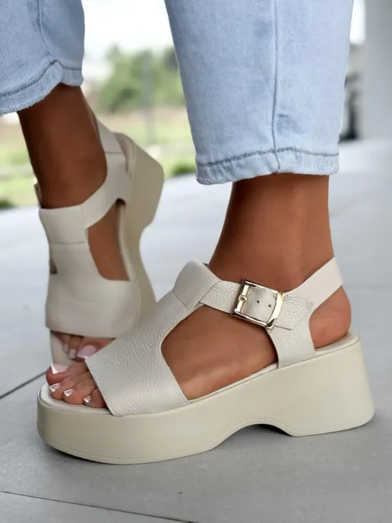 Sandałki damskie OLEKSY ze skóry naturalnej Polskiej produkcji