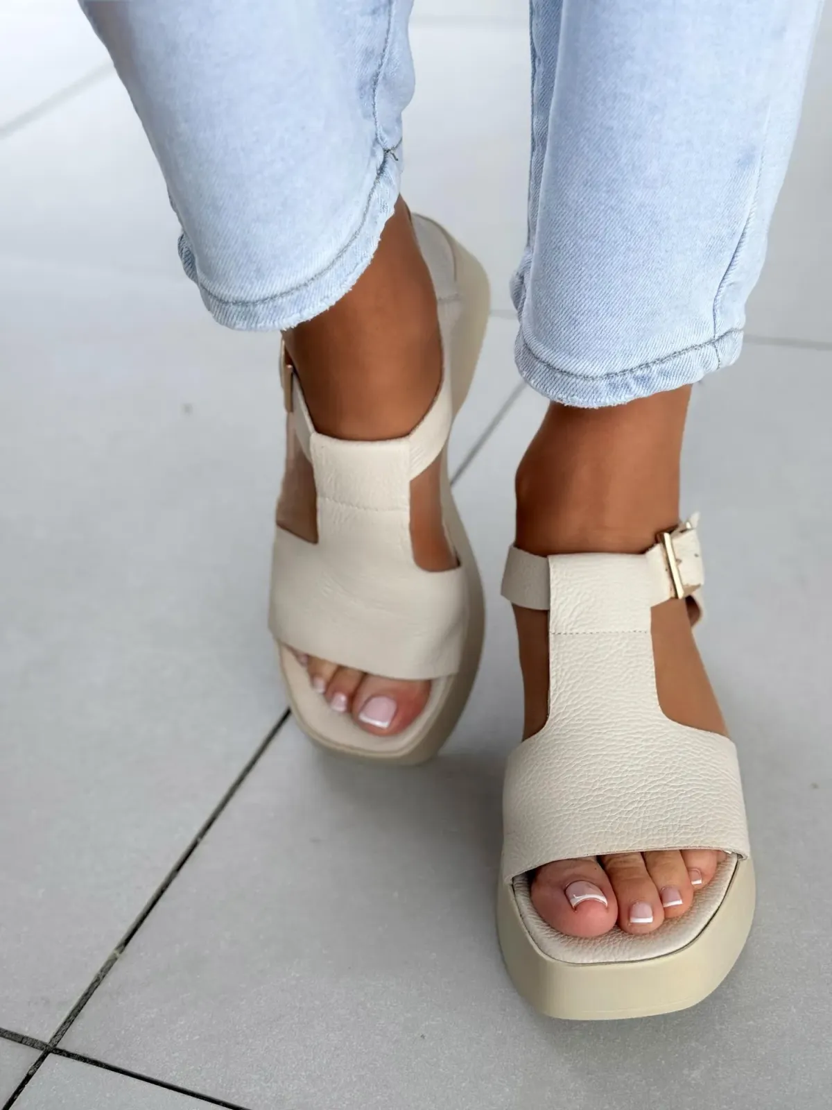 Sandałki damskie OLEKSY ze skóry naturalnej Polskiej produkcji