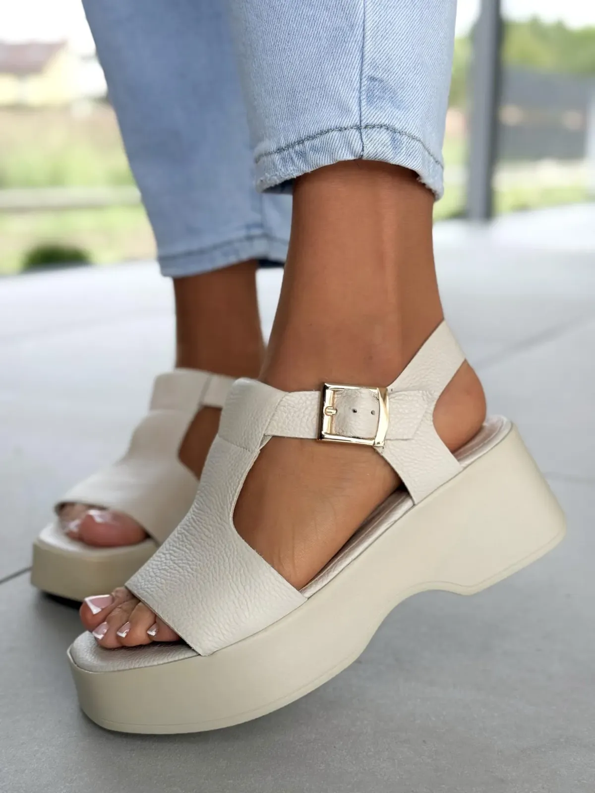 Sandałki damskie OLEKSY ze skóry naturalnej Polskiej produkcji