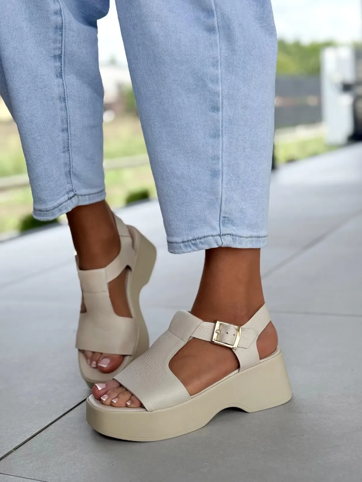 Sandałki damskie OLEKSY ze skóry naturalnej Polskiej produkcji