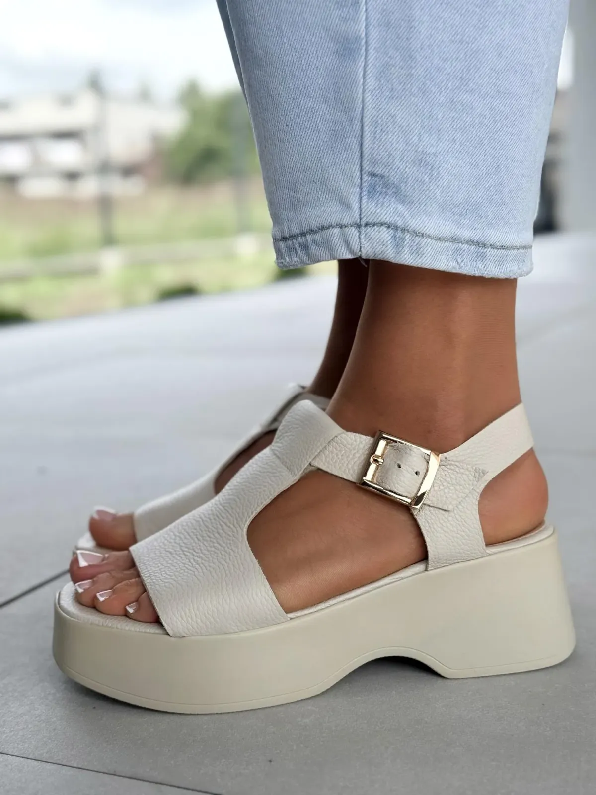 Sandałki damskie OLEKSY ze skóry naturalnej Polskiej produkcji