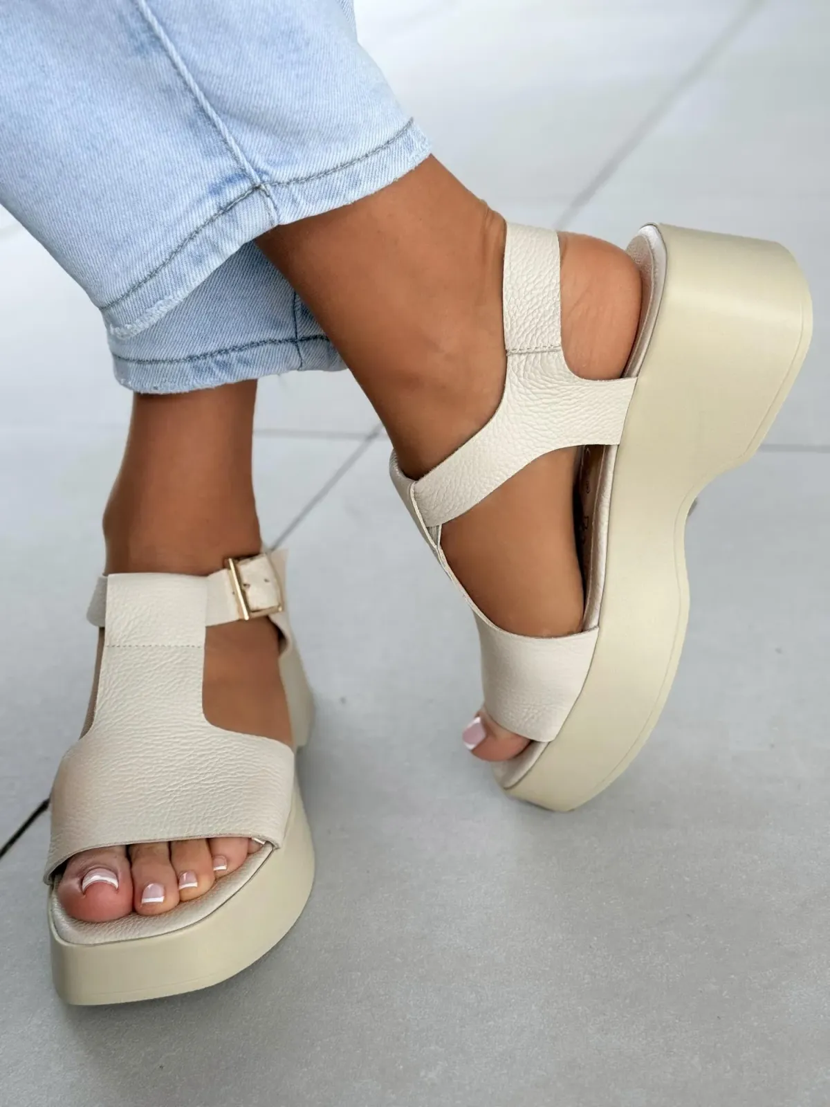 Sandałki damskie OLEKSY ze skóry naturalnej Polskiej produkcji