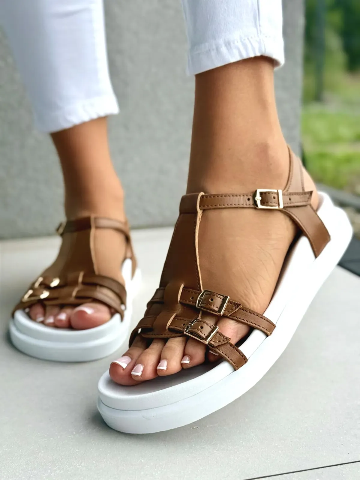 Sandałki damskie OLEKSY ze skóry naturalnej Polskiej produkcji