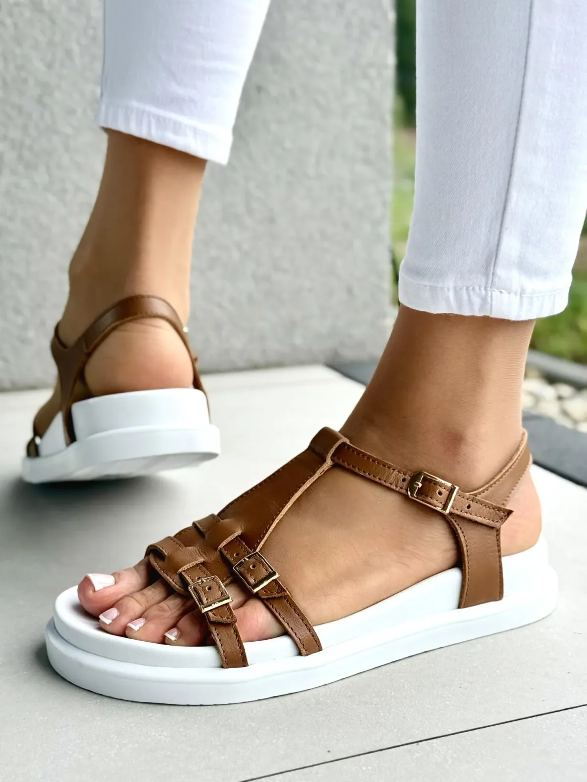 Sandałki damskie OLEKSY ze skóry naturalnej Polskiej produkcji