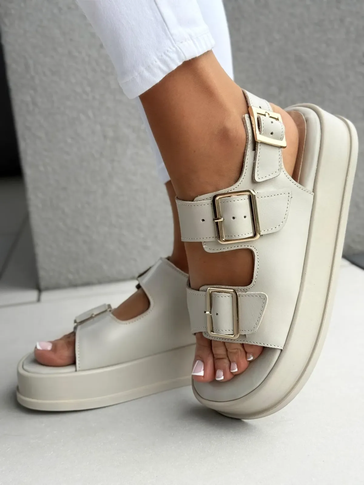 Sandałki damskie OLEKSY ze skóry naturalnej Polskiej produkcji