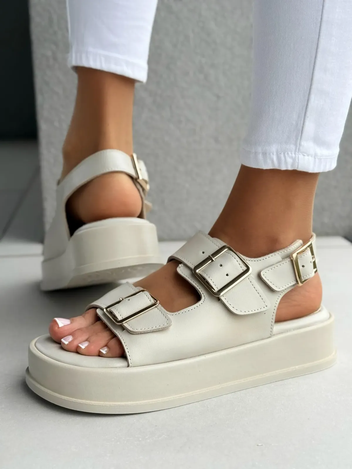 Sandałki damskie OLEKSY ze skóry naturalnej Polskiej produkcji