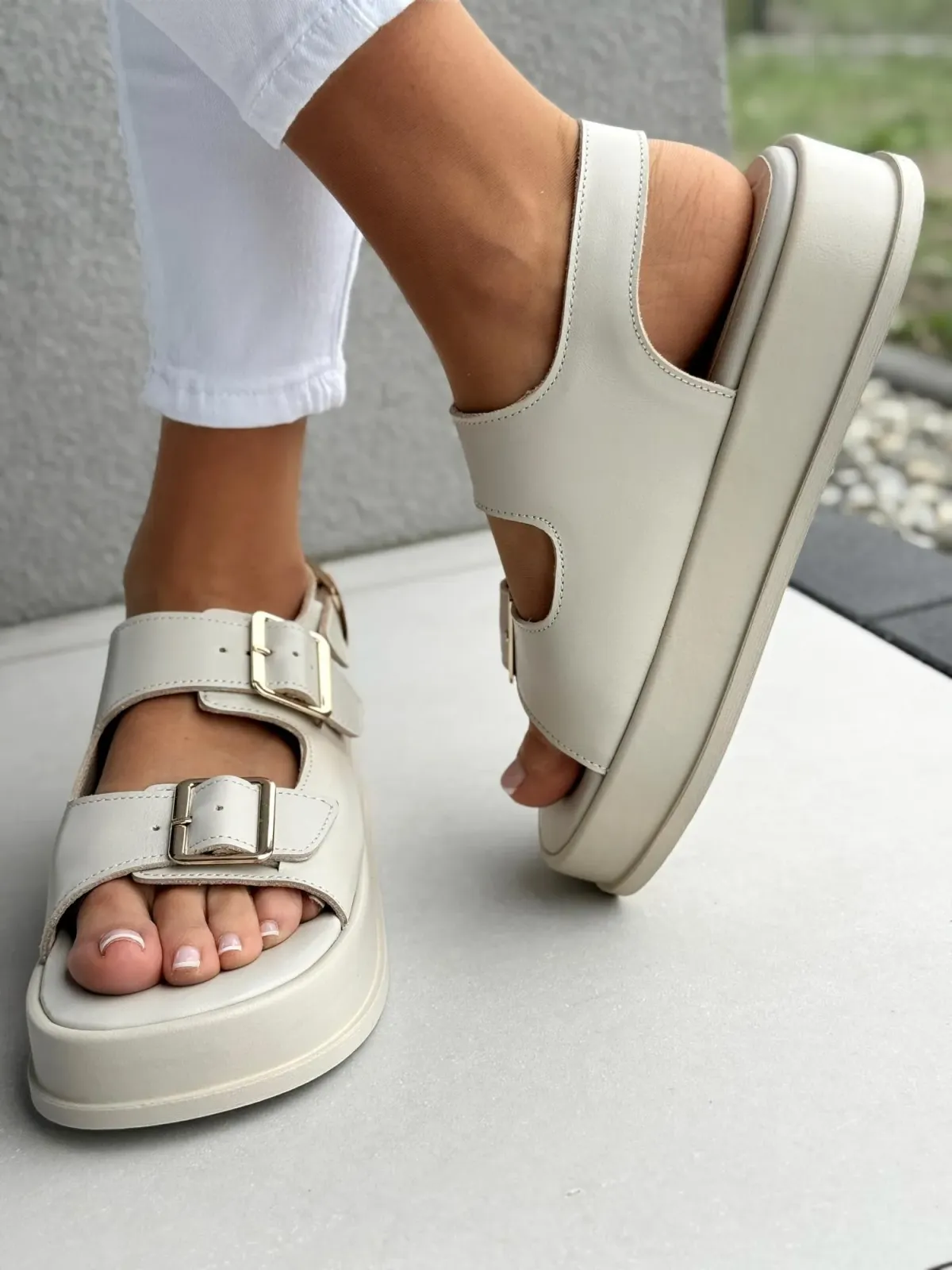 Sandałki damskie OLEKSY ze skóry naturalnej Polskiej produkcji