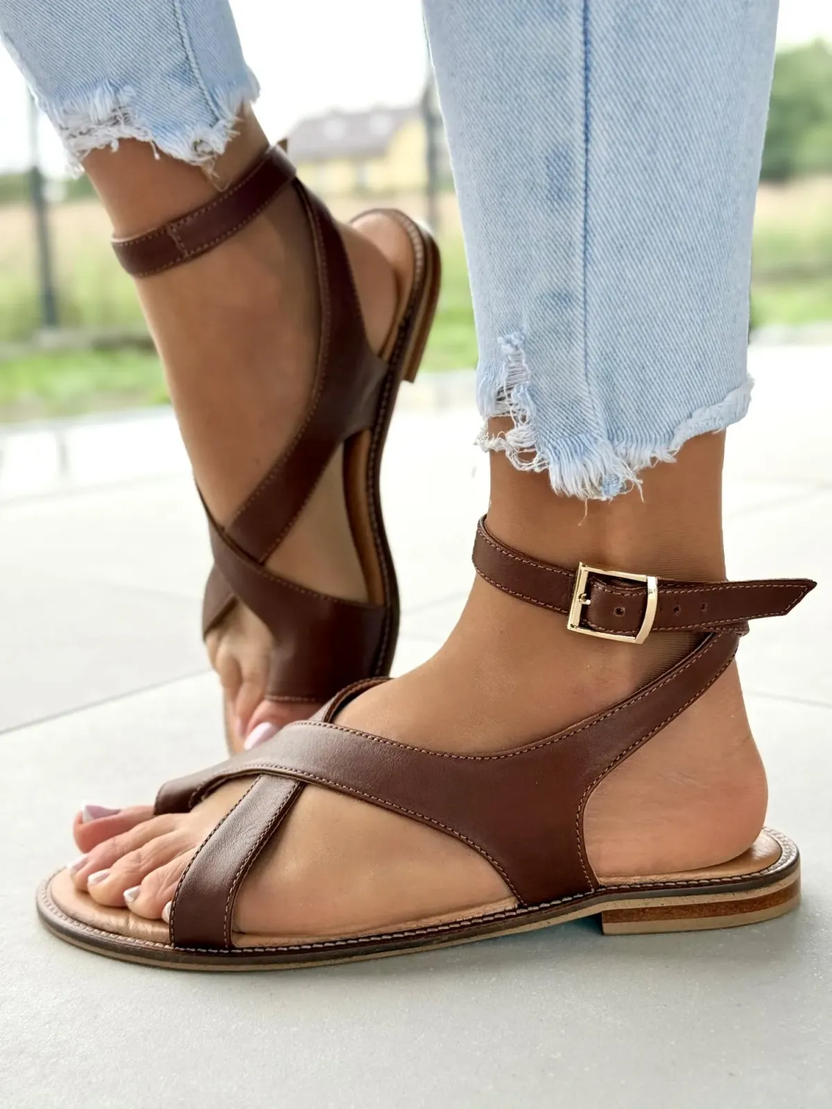 Sandałki damskie OLEKSY ze skóry naturalnej Polskiej produkcji