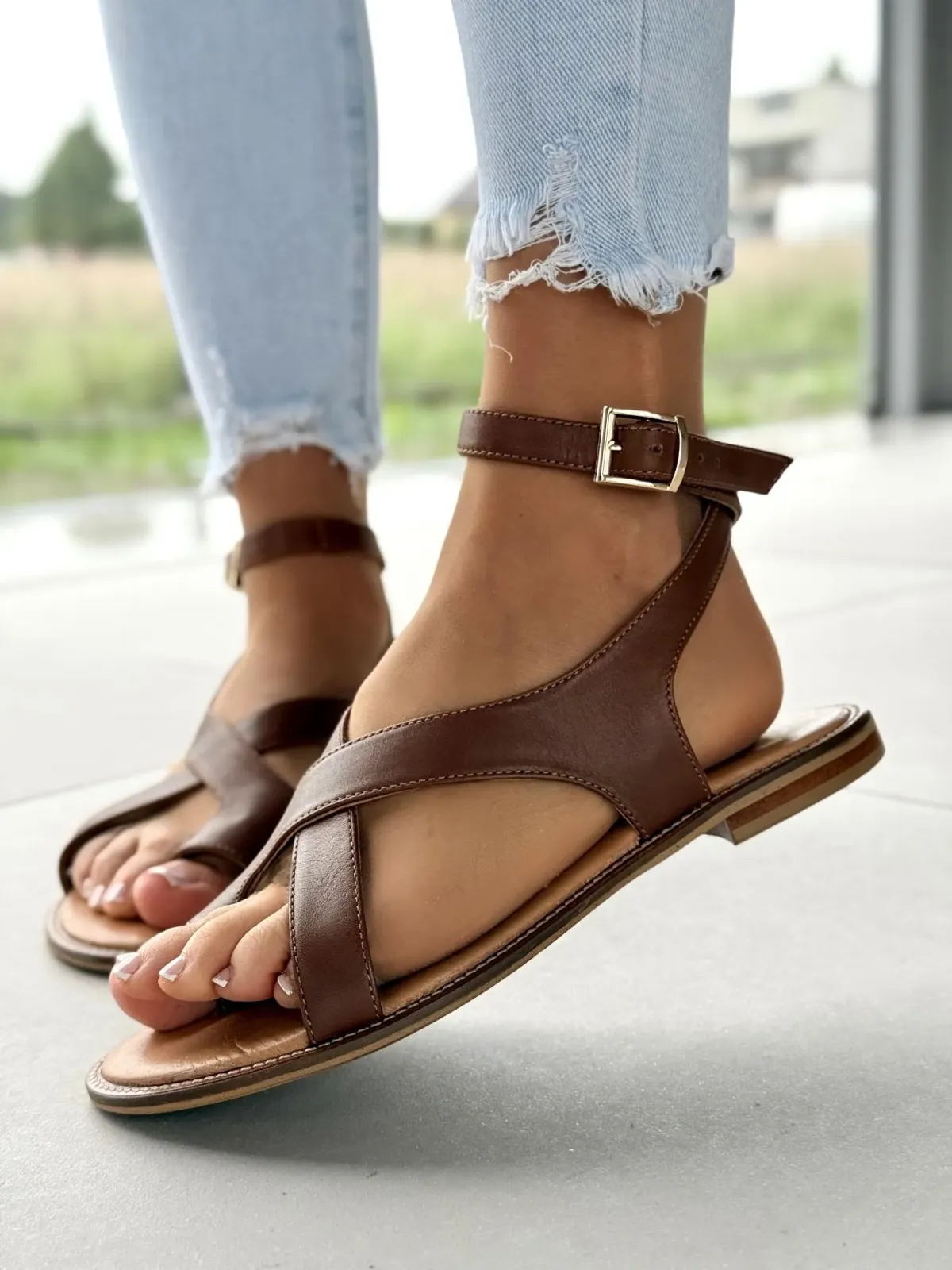 Sandałki damskie OLEKSY ze skóry naturalnej Polskiej produkcji